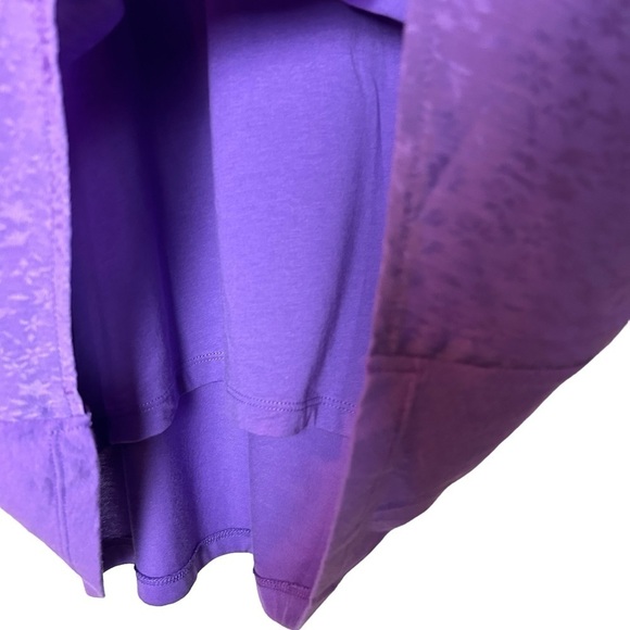 LOGO by Lori Goldstein Purple Short Sleeve High Low Lace Accent Top Sz.XS - Picture 8 of 16